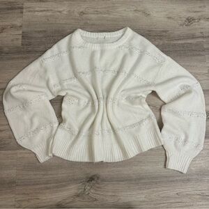 Elegant Snow White Glitter Coat soft Sweater size M